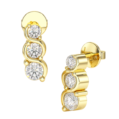 Twist Set Graduated Earrings in yellow gold