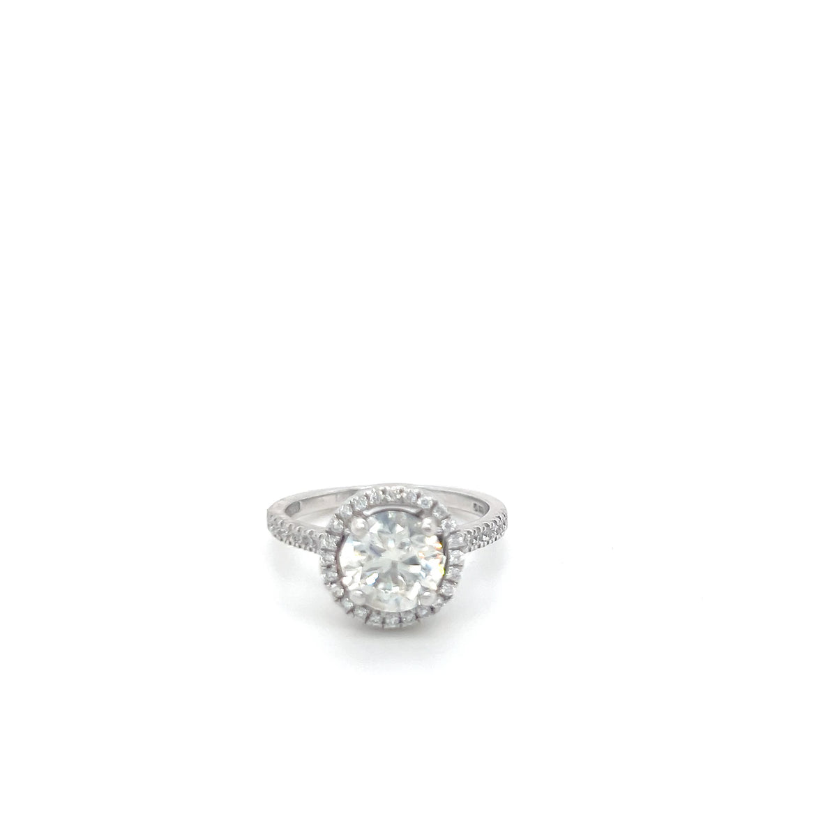 2.05ct Round Diamond Halo Engagement Ring 18ct White Gold (WGI Certified)