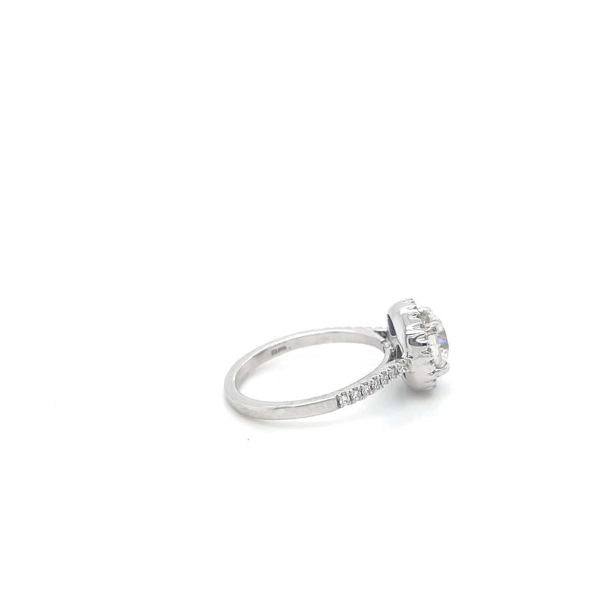 2.05ct Round Diamond Halo Engagement Ring 18ct White Gold (WGI Certified)