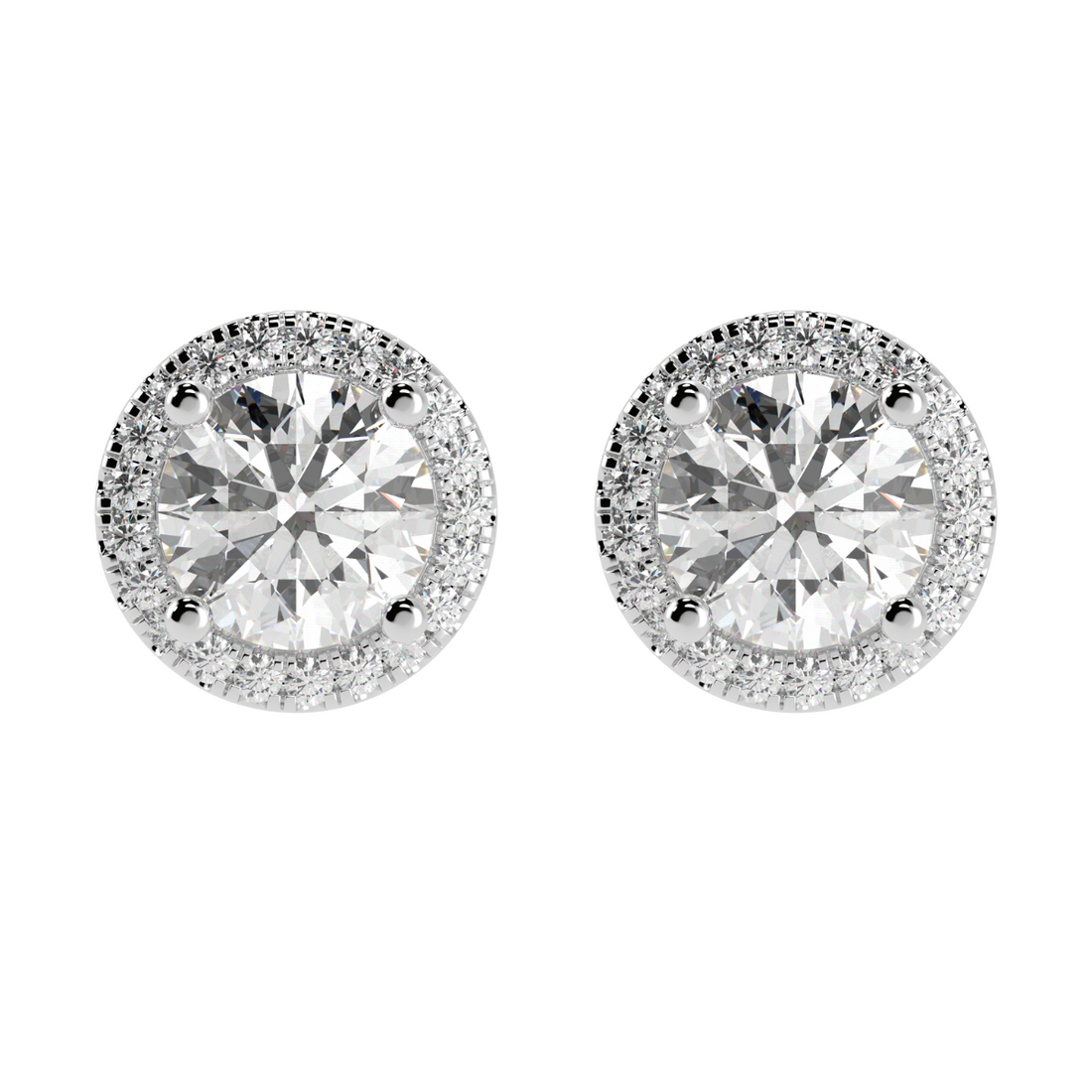 Halo Round Solitaire Stud Earrings