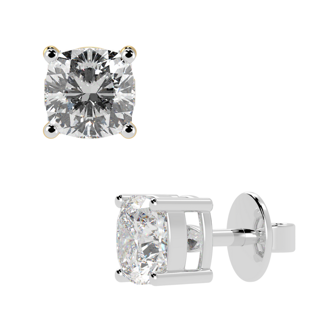 Cushion Solitaire Stud Earrings