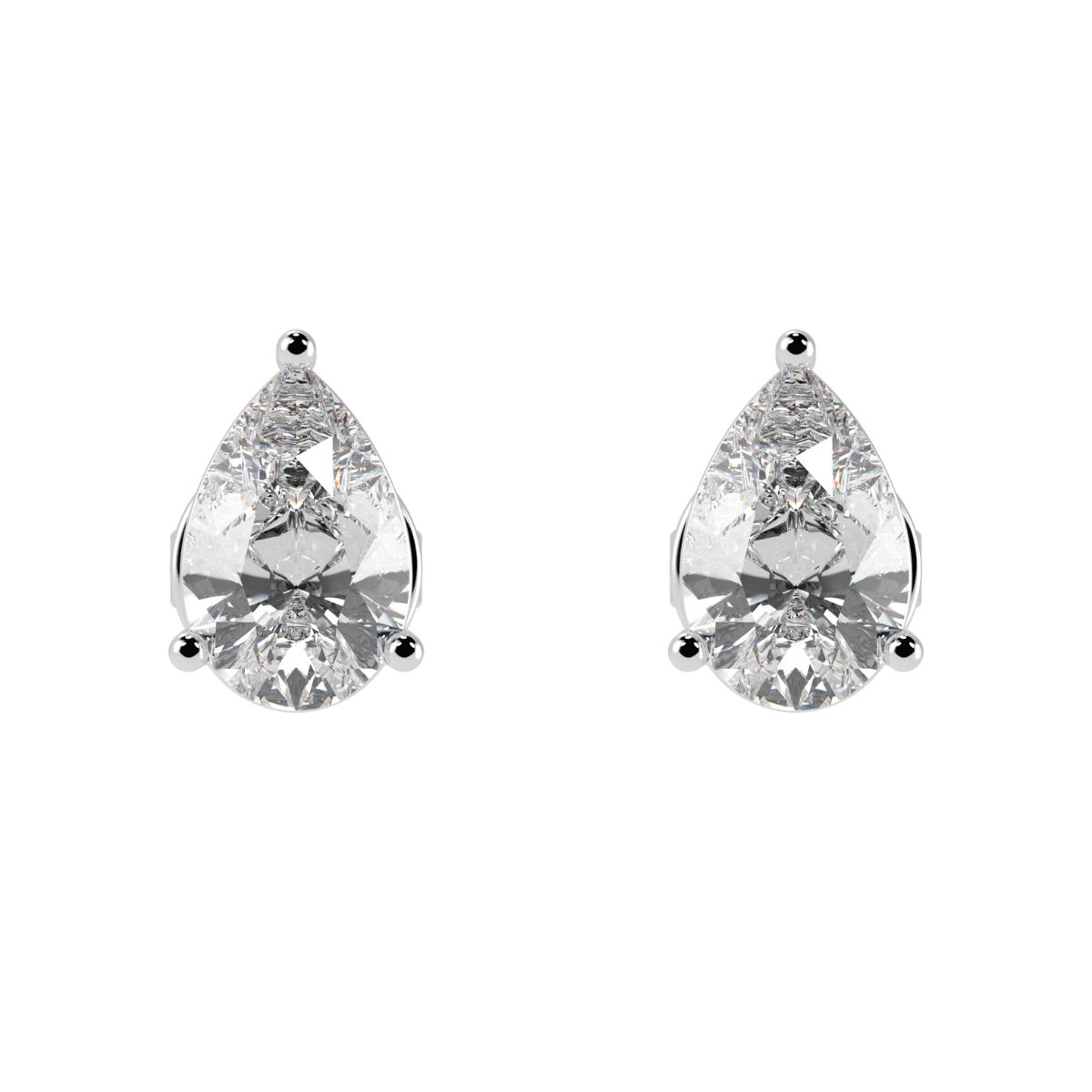 Pear Cut Solitaire Stud Earrings in white gold or platinum