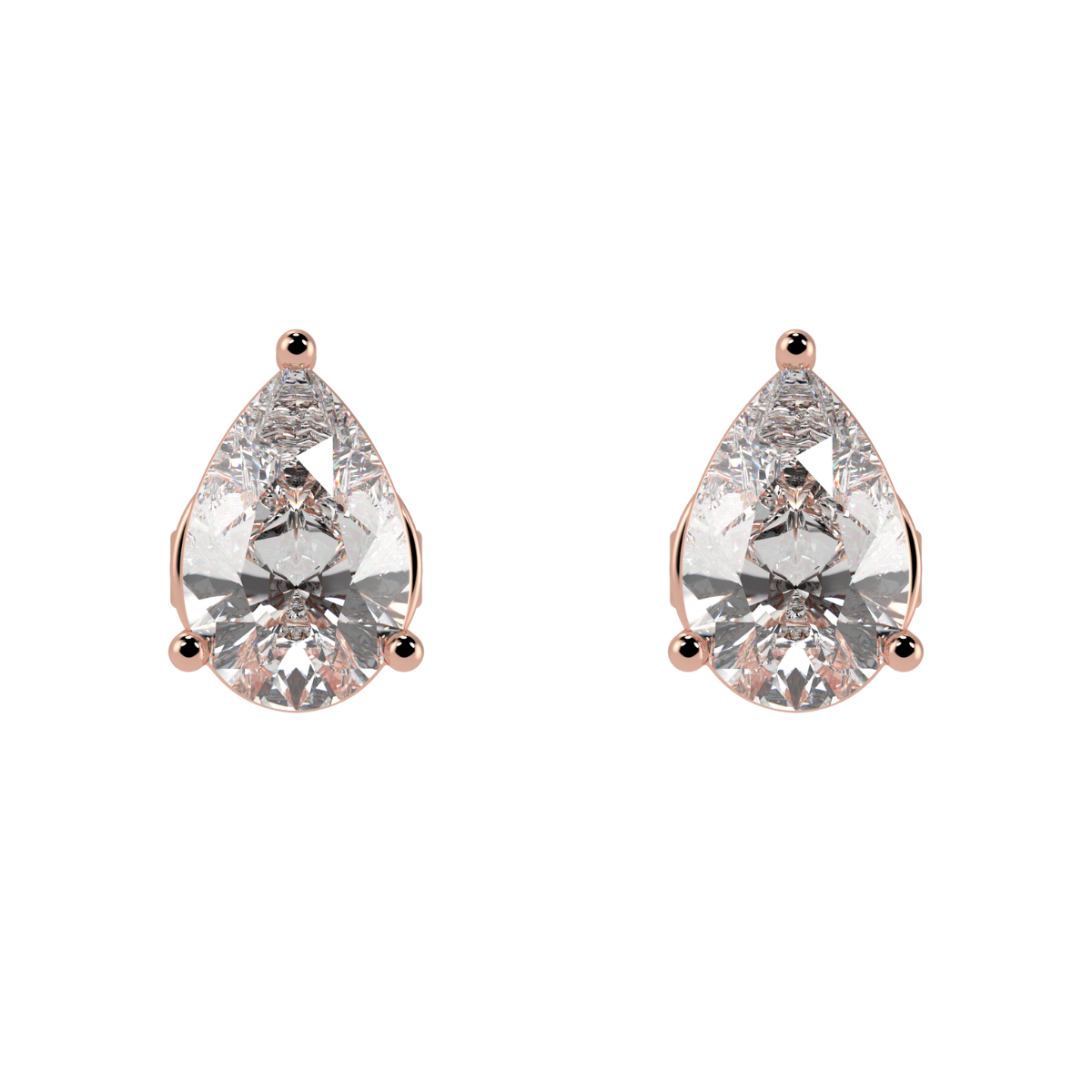 Pear Cut Solitaire Stud Earrings in rose gold