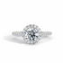 2.05ct Round Diamond Halo Engagement Ring 18K White Gold WGI Certificate
