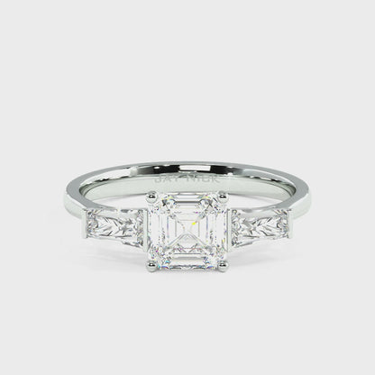 Asscher &amp; Baguette Three Stone Ring