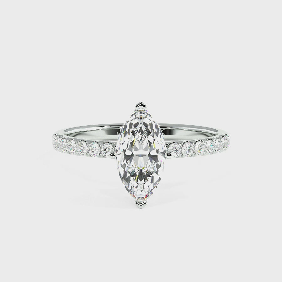 Modern Marquise Cut Diamond Shoulder Ring, video