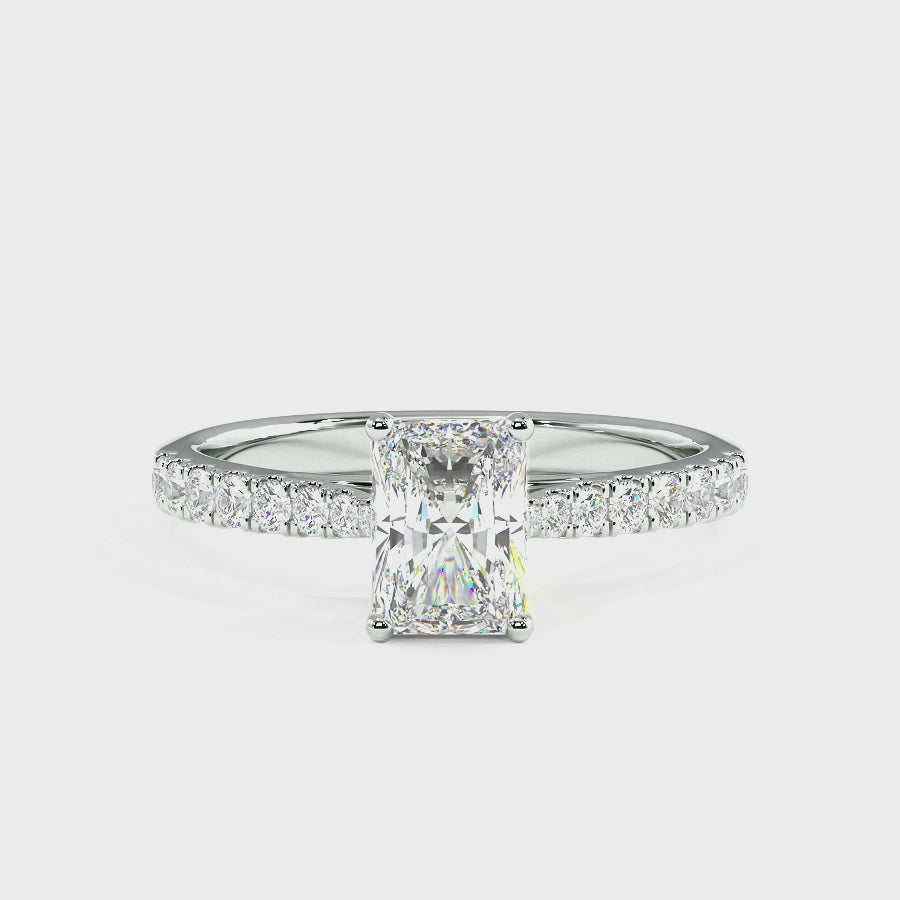 Classic Radiant Cut Diamond Shoulder Ring, video