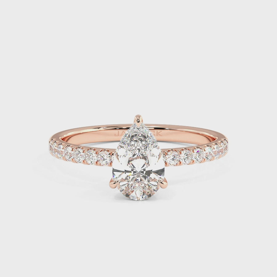 Pear Cut Studded Hidden Halo Ring, video