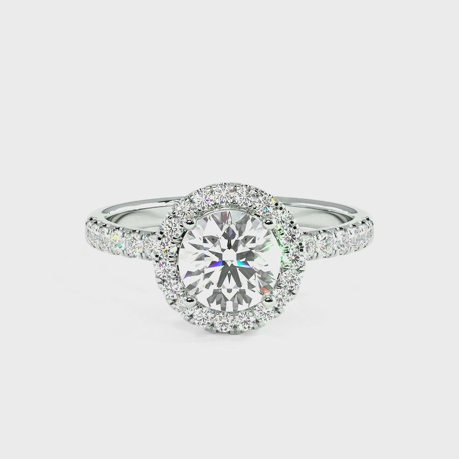 Modern Round Cut Halo Ring, video