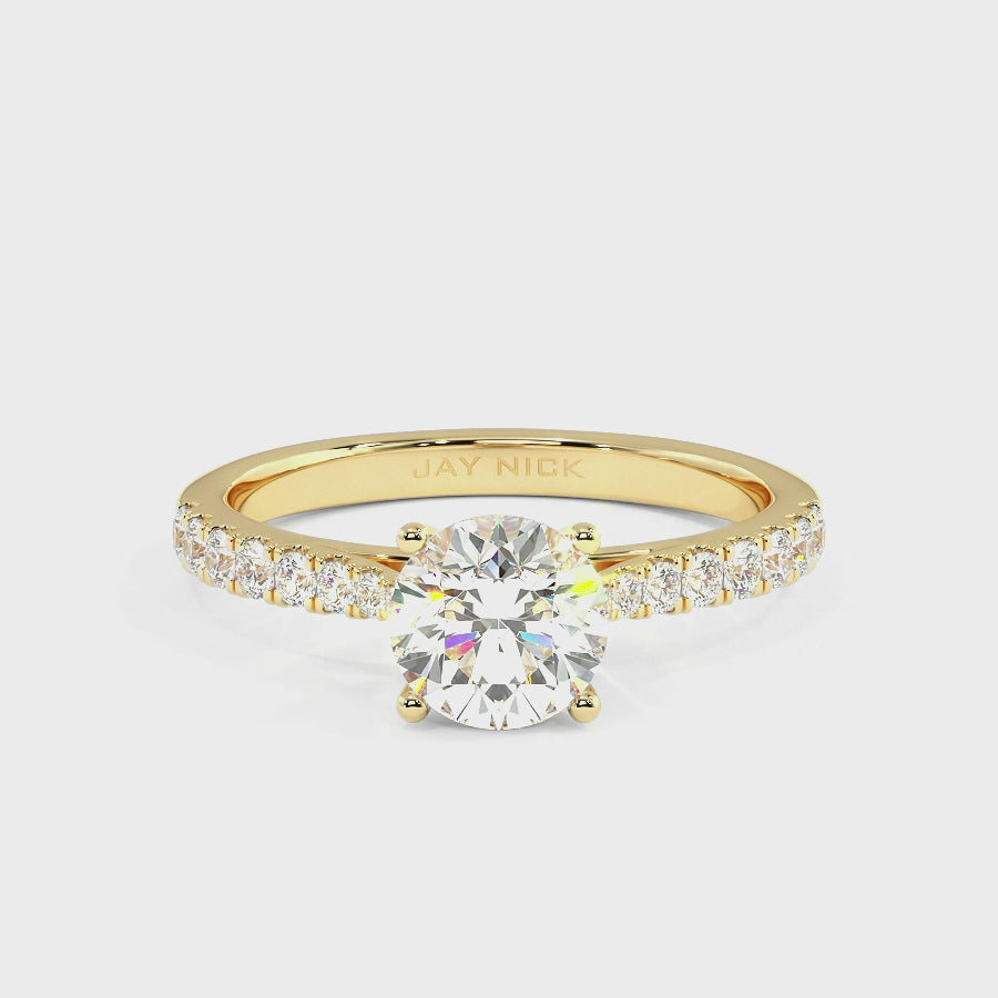 Classic Round Diamond Shoulder Ring