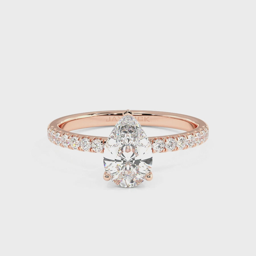 Modern Pear Diamond Shoulder Ring