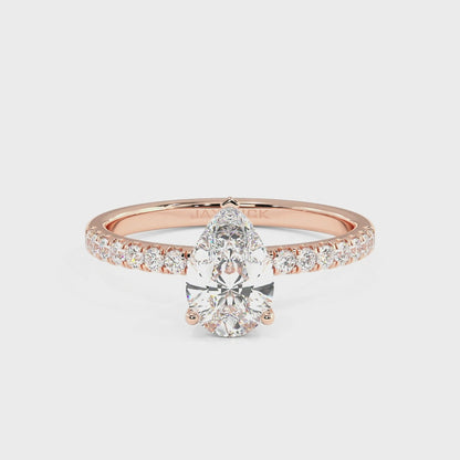 Modern Pear Diamond Shoulder Ring