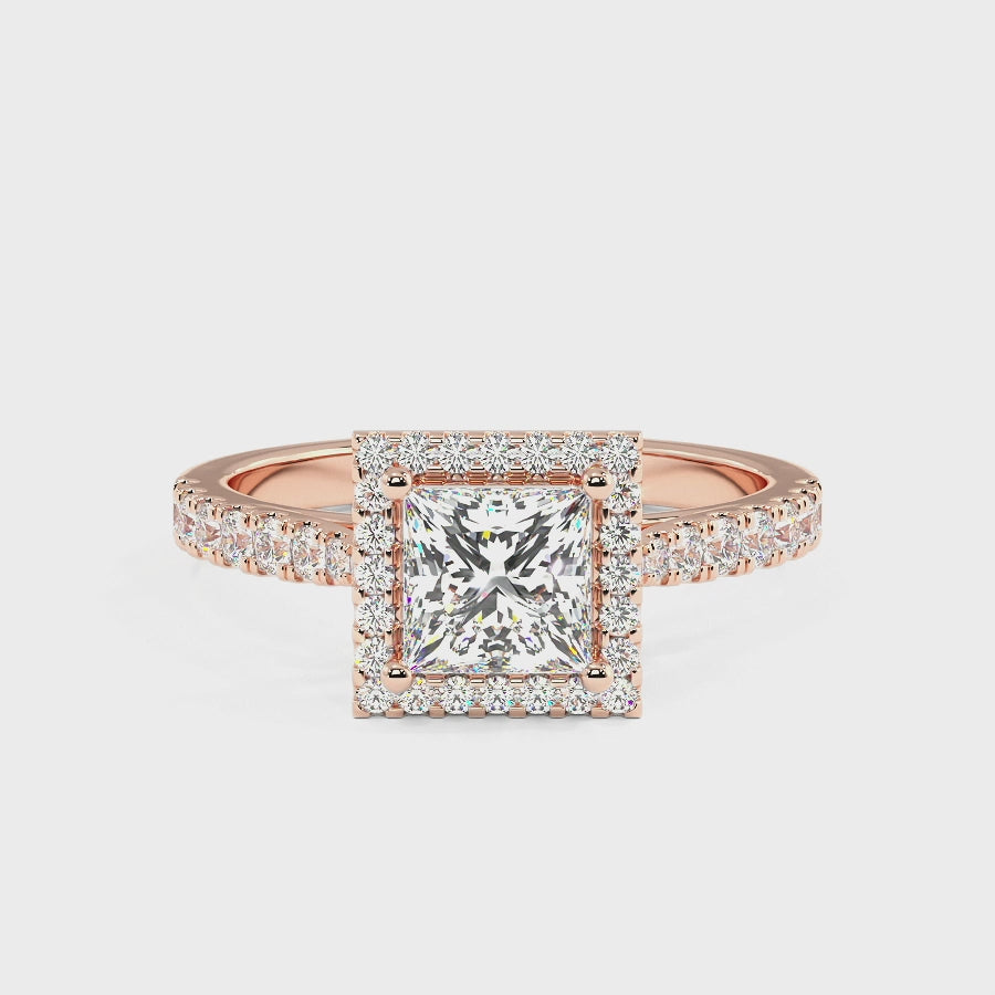 Classic Princess Cut Halo Ring, video