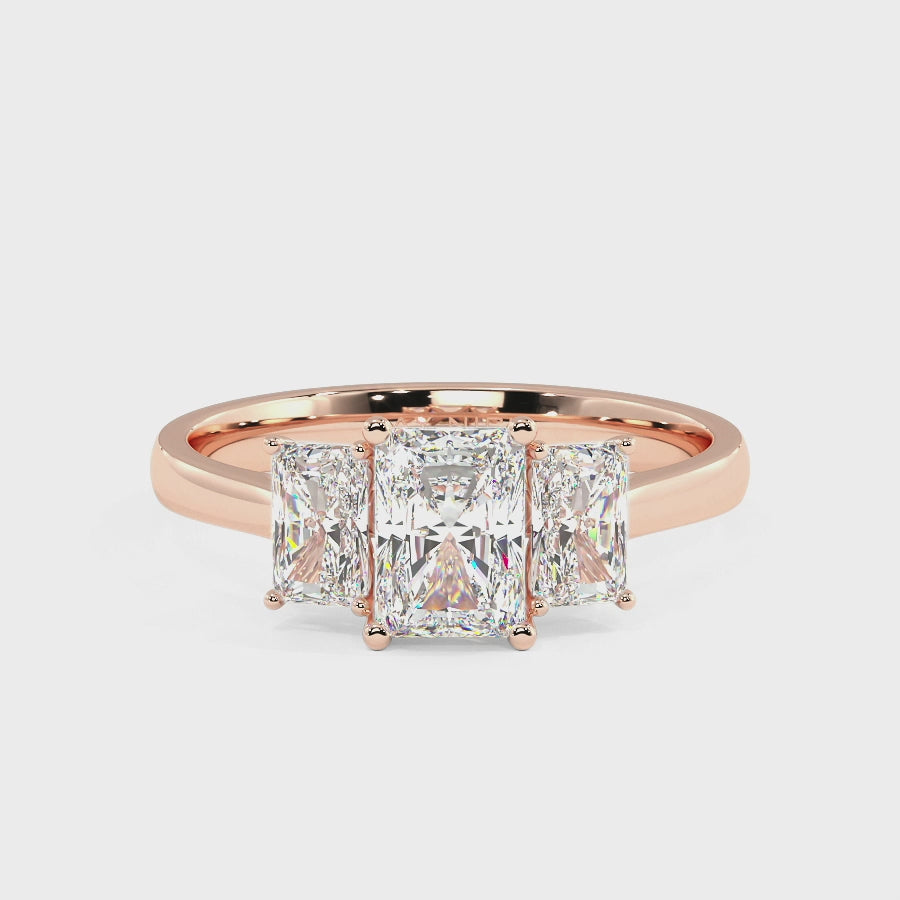 Radiant Cut Trilogy Ring, video