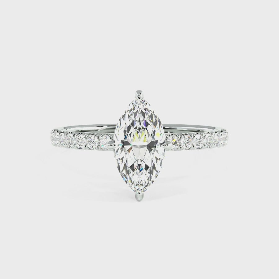Marquise Cut Studded Hidden Halo Ring, video