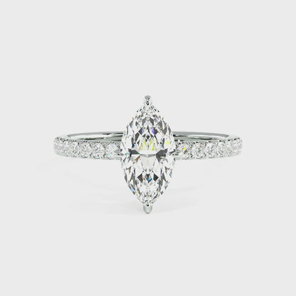 Marquise Cut Studded Hidden Halo Ring