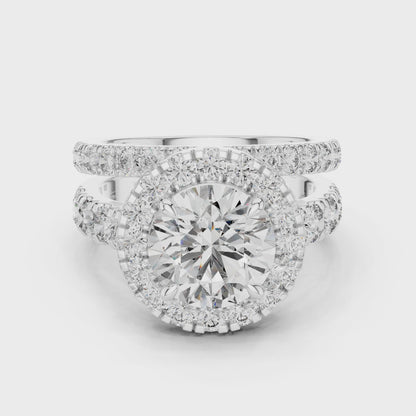 Modern Round Cut Split Eternity Halo Ring Video
