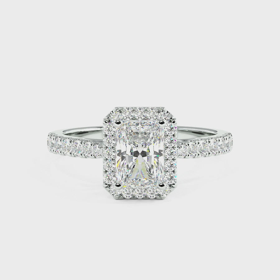 Classic Radiant Cut Halo Ring, video