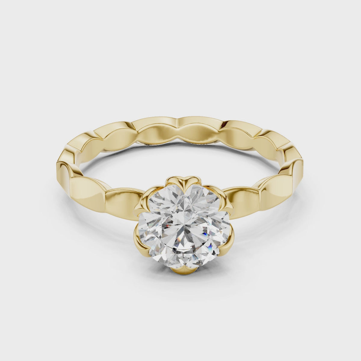 Floral Set Solitaire Ring
