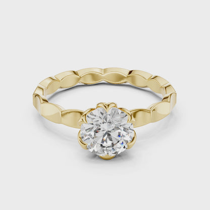 Floral Set Solitaire Ring