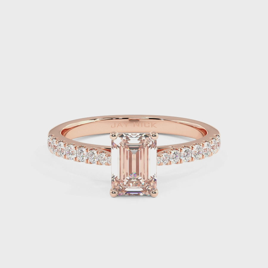 Classic Emerald Diamond Shoulder Ring