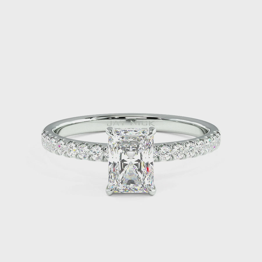 Radiant Cut Studded Hidden Halo Ring, video
