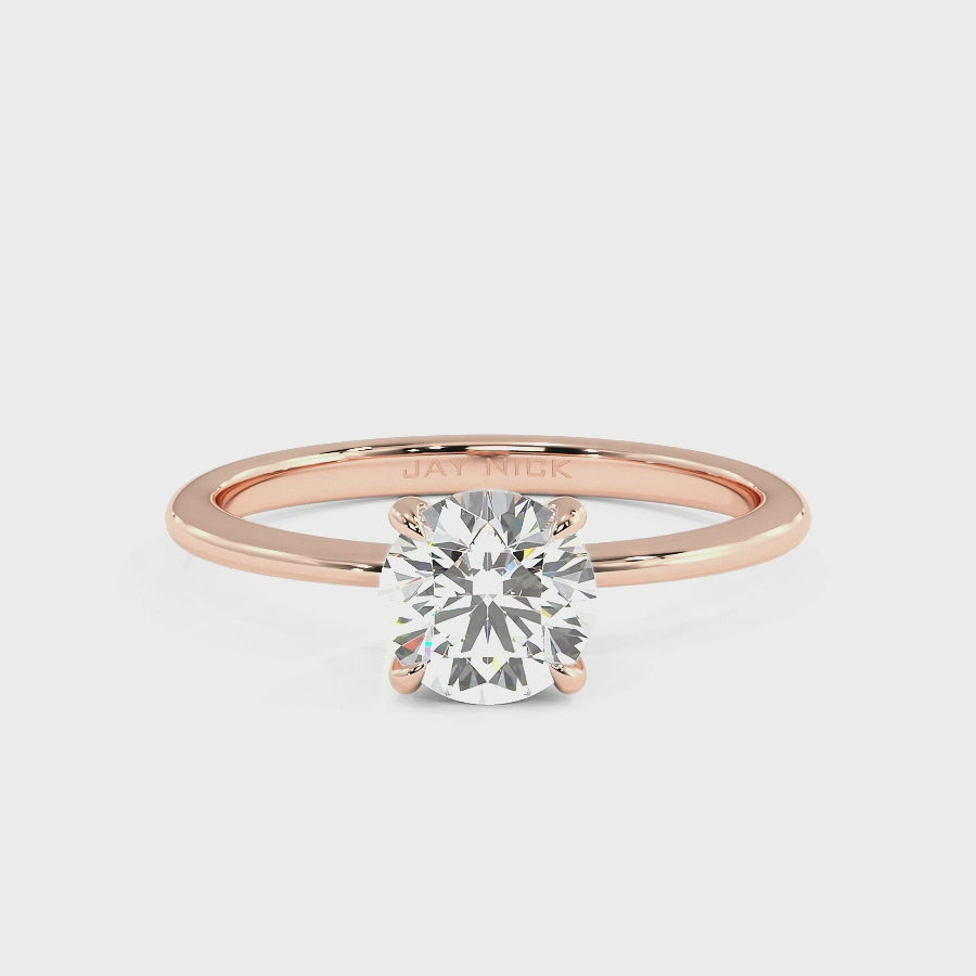 Round Cut Hidden Halo Ring, video