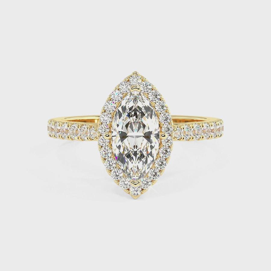 Classic Marquise Cut Halo Ring, video