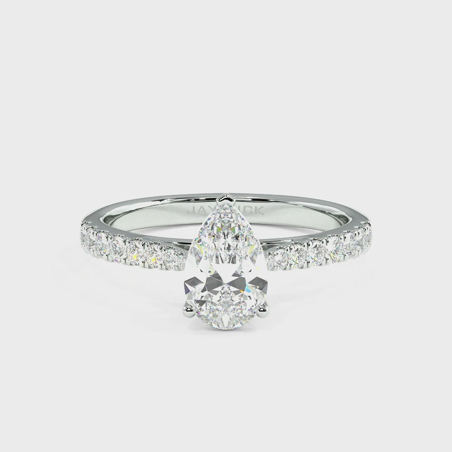 Classic Pear Cut Diamond Shoulder Ring, video