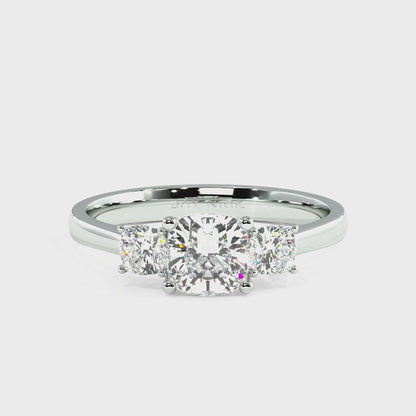 Cushion Cut Trilogy Ring