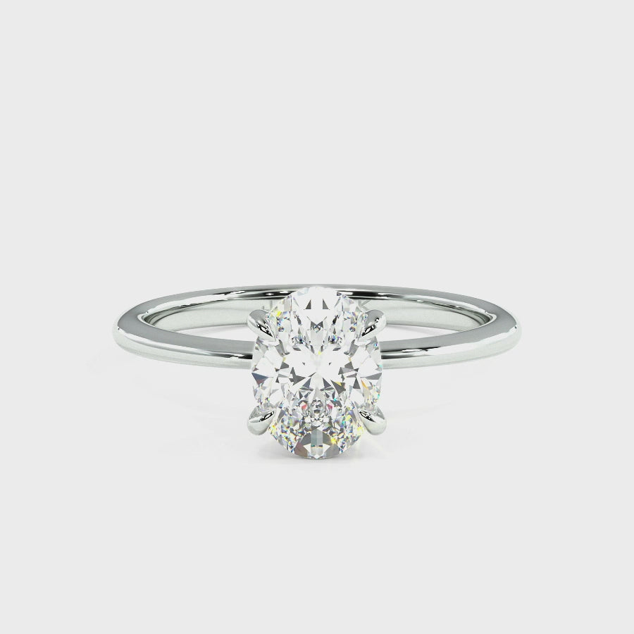 Oval Cut Hidden Halo Ring