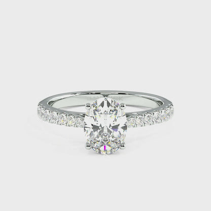 Classic Oval Diamond Shoulder Ring