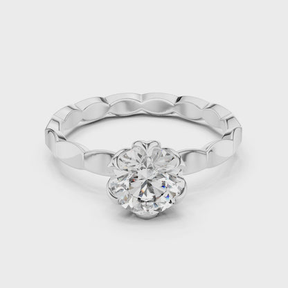 Floral Set Solitaire Ring