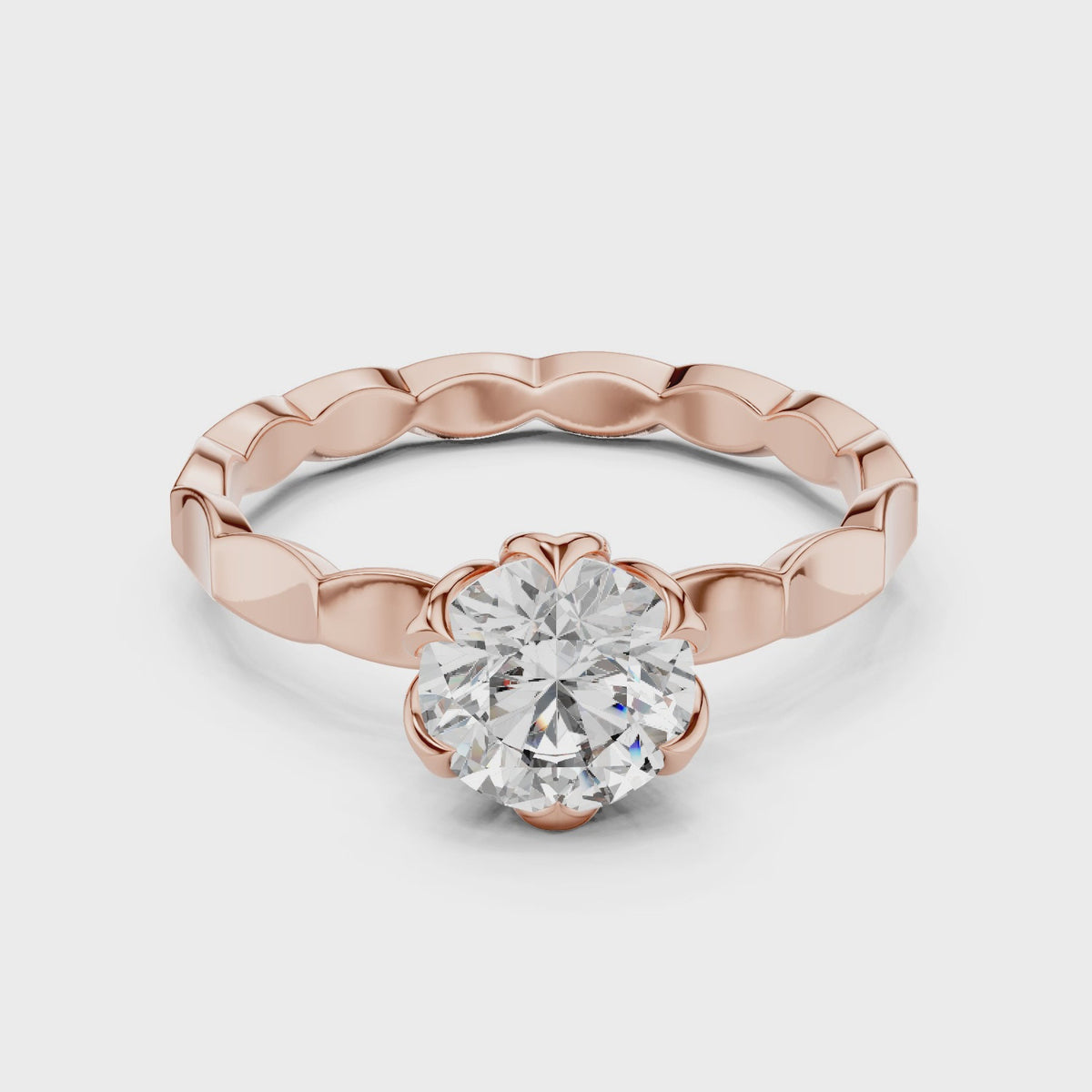 Floral Set Solitaire Ring