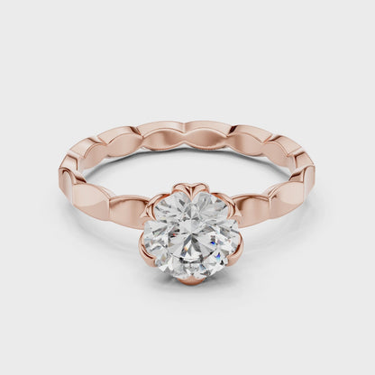 Floral Set Solitaire Ring