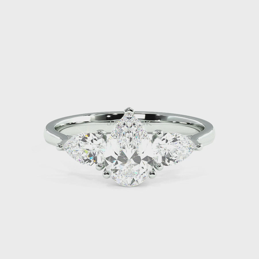 Pear Three Stone Ring