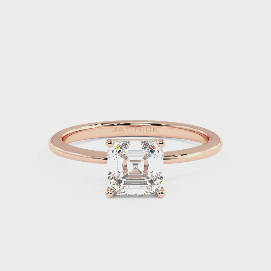 Modern Asscher Cut Solitaire Ring