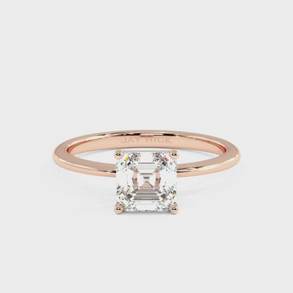 Modern Asscher Cut Solitaire Ring