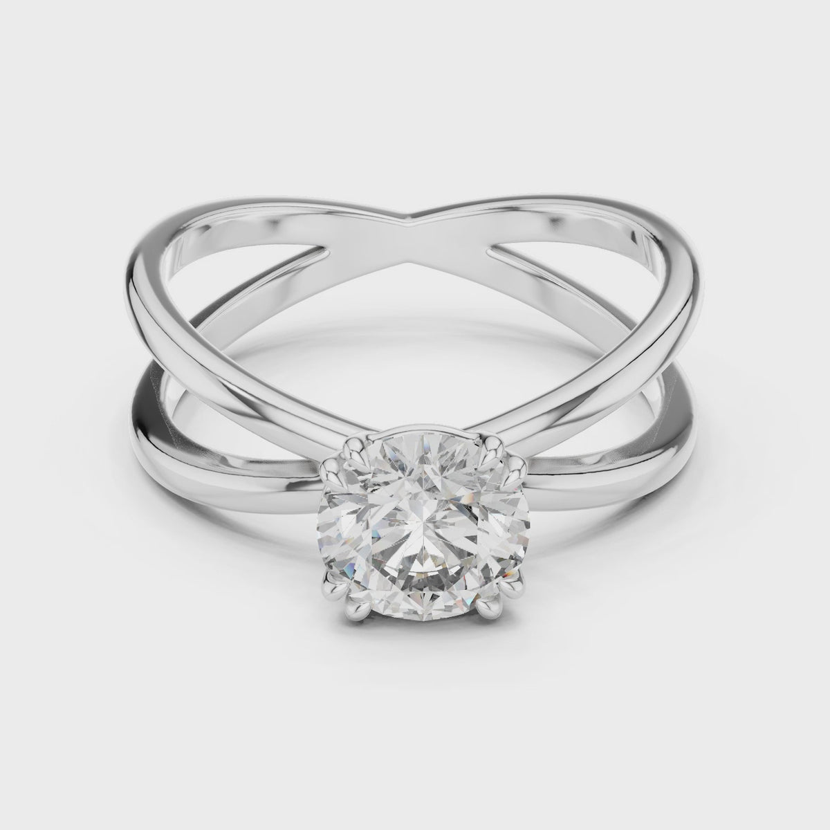 Crossover Solitaire Ring