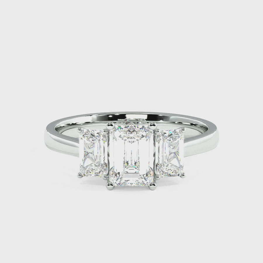 Emerald Cut Trilogy Ring, video