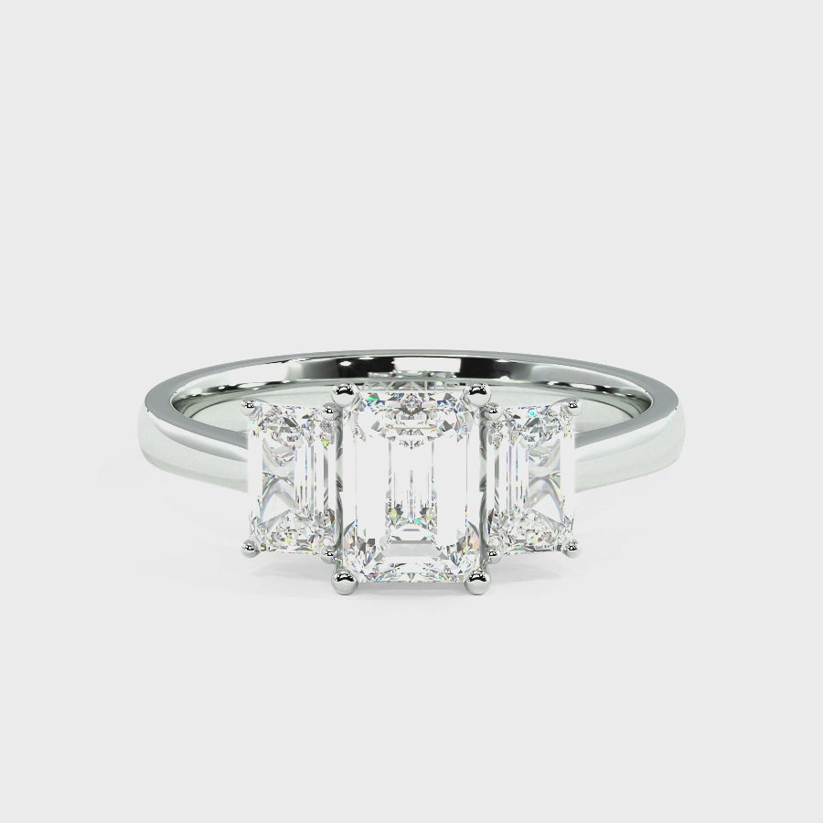 Emerald Cut Trilogy Ring