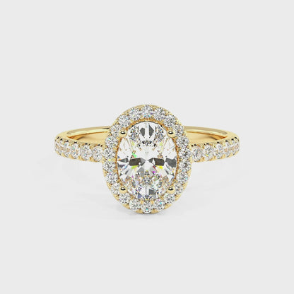 Modern Oval Cut Halo Ring