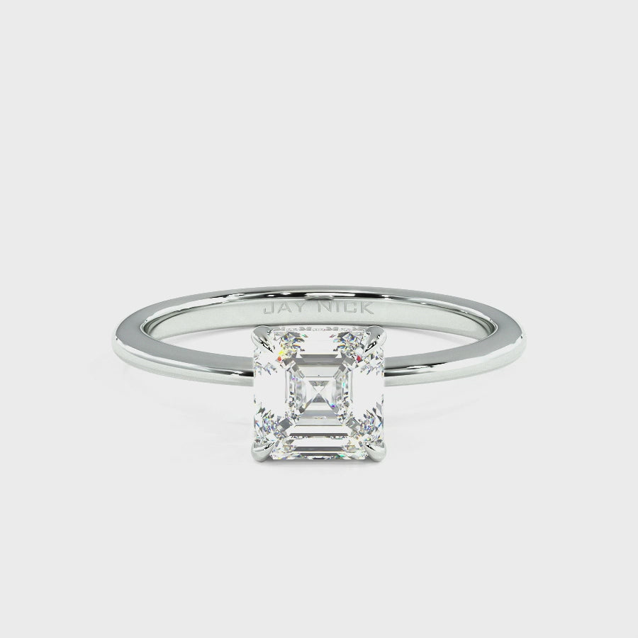 Asscher Cut Hidden Halo Ring