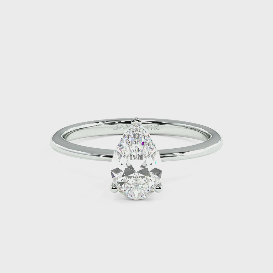 Modern Pear Cut Solitaire Ring