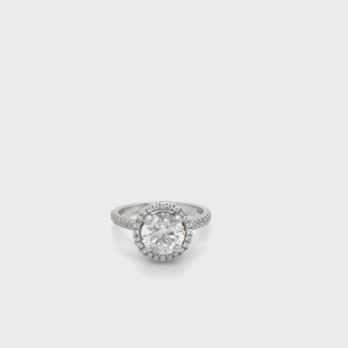2.05ct Round Diamond Halo Engagement Ring 18ct White Gold (WGI Certified), video
