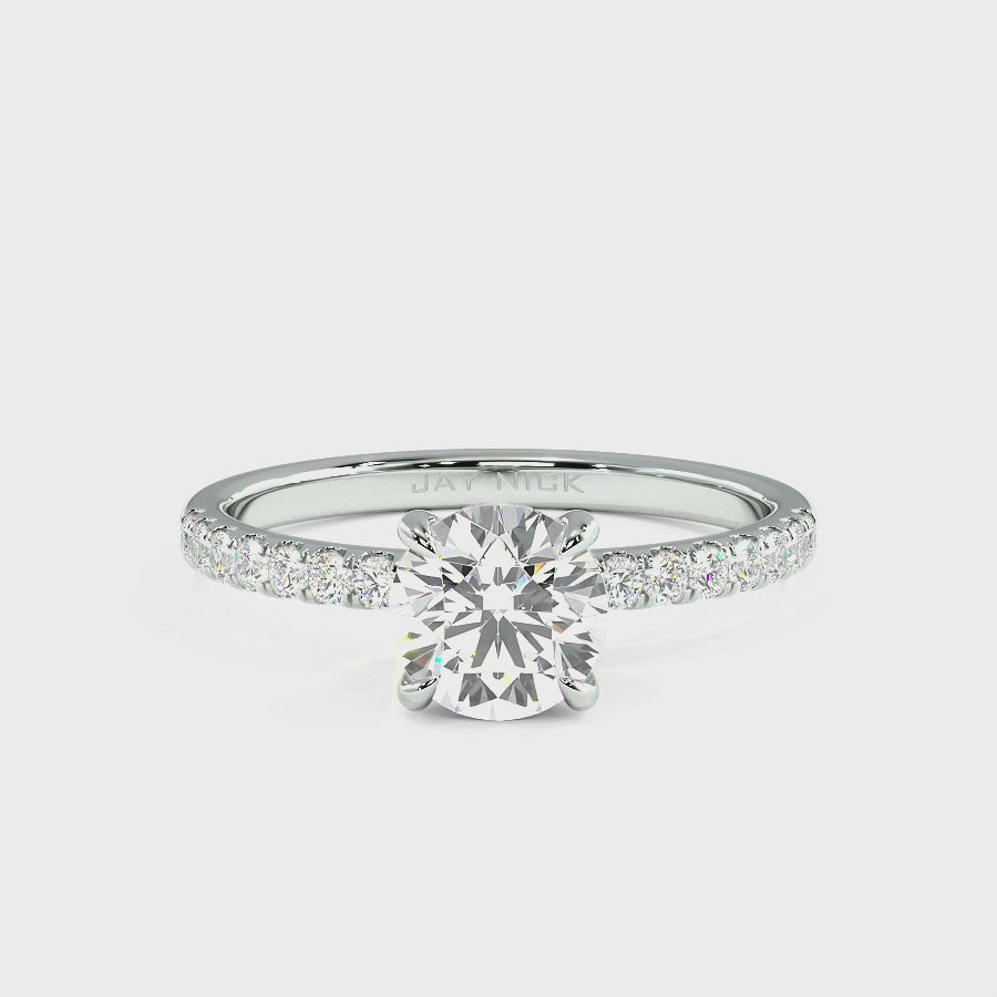 Round Cut Studded Hidden Halo Ring, video