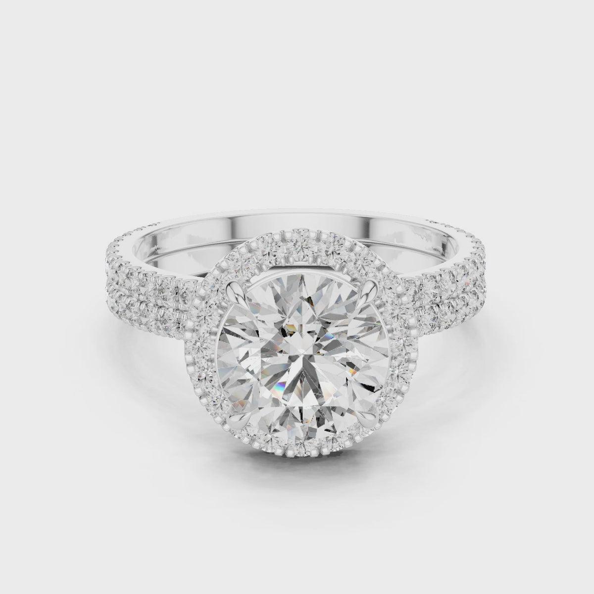 Modern Round Cut Eternity Halo Ring Video