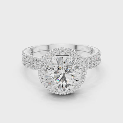Modern Round Cut Eternity Halo Ring Video