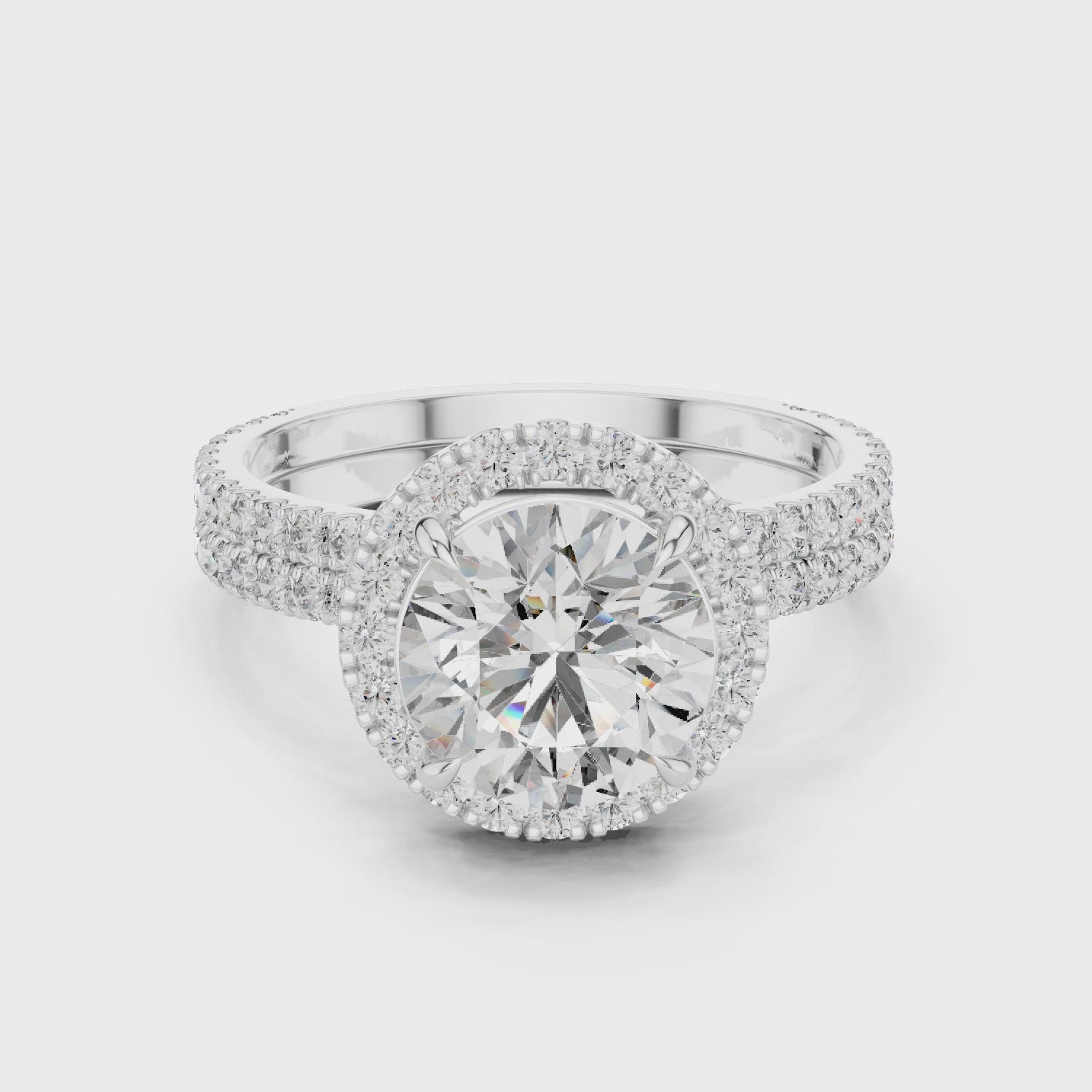 Modern Round Cut Eternity Halo Ring Video