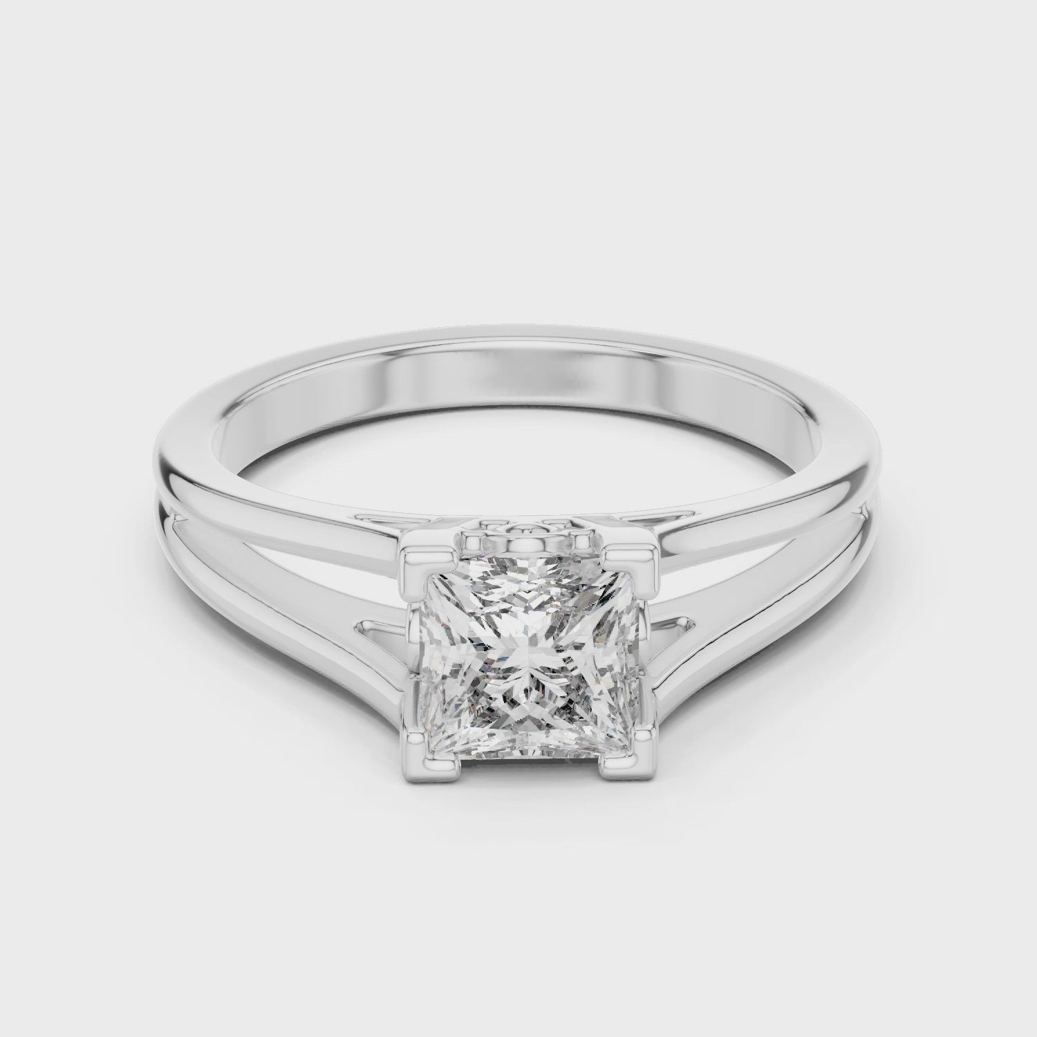 Princess Cut Split Solitaire Ring Video